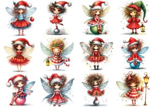 Papier ryżowy A4 do decoupage Artando - wróżki, elfy, czarodziejki, zima, święta