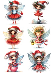 Papier ryżowy A4 do decoupage Artando - wróżki, elfy, czarodziejki, zima, święta