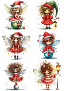 Papier ryżowy A4 do decoupage Artando - wróżki, elfy, czarodziejki, zima, święta