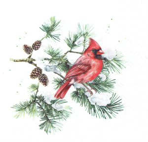 Serwetka decoupage 33x33 cm - ptak, ptaszek, gałązka, zima