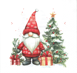 Serwetka decoupage 33x33 cm - Mikołaj, choinka, prezenty, zima, święta