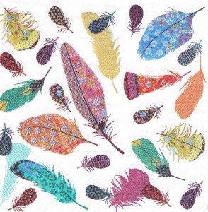 Serwetka decoupage 33x33 cm - pióra, piórka