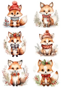 Papier ryżowy A4 do decoupage Artando - lisy, liski, zima