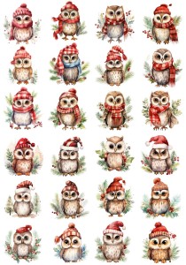 Papier ryżowy A4 do decoupage Artando - ptaki, ptaszki, sowy, sówki, zima