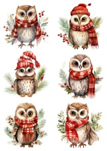 Papier ryżowy A4 do decoupage Artando - ptaki, ptaszki, sowy, sówki, zima