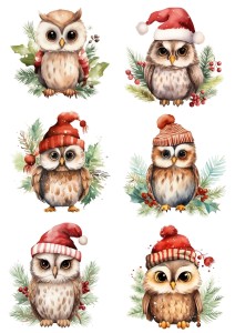 Papier ryżowy A4 do decoupage Artando - ptaki, ptaszki, sowy, sówki, zima