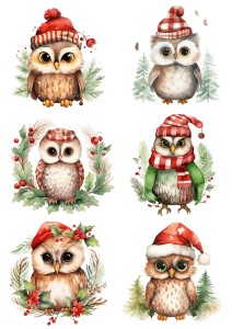 Papier ryżowy A4 do decoupage Artando - ptaki, ptaszki, sowy, sówki, zima