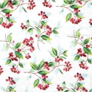 Serwetka decoupage mała 25x25cm - zimowe gałązki, głóg