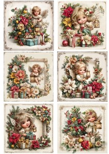 Papier ryżowy A4 do decoupage Artando - anioły, aniołki, choinka, kwiaty, stroiki