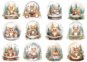 Papier ryżowy A4 do decoupage Artando - zwierzęta, kula śnieżna, zima