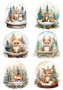 Papier ryżowy A4 do decoupage Artando - zwierzęta, kula śnieżna, zima