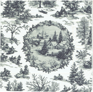 Serwetka decoupage 33x33 cm - choinki, drzewa, domy, zima 