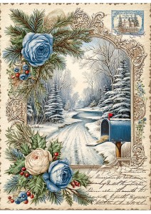 Papier ryżowy A4 do decoupage Artando - widok, pejzaż zimowy, domy, zima