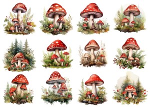 Papier ryżowy A4 Artando do decoupage - grzyby, muchomory