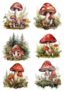 Papier ryżowy A4 Artando do decoupage - grzyby, muchomory