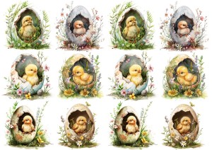 Papier ryżowy A4 Artando do decoupage - Wielkanoc, kurczaki, pisanki, kwiaty