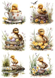 Papier ryżowy A4 Artando do decoupage - Wielkanoc, kaczki, ptaki, jajka, kwiaty