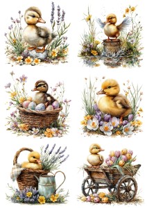 Papier ryżowy A4 Artando do decoupage - Wielkanoc, kaczki, ptaki, jajka, kwiaty