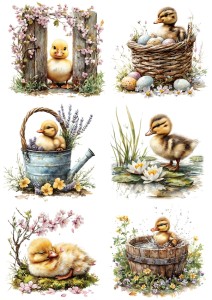Papier ryżowy A4 Artando do decoupage - Wielkanoc, kaczki, ptaki, jajka, kwiaty