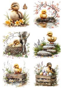 Papier ryżowy A4 Artando do decoupage - Wielkanoc, kaczki, ptaki, jajka, kwiaty