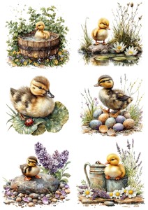 Papier ryżowy A4 Artando do decoupage - Wielkanoc, kaczki, ptaki, jajka, kwiaty