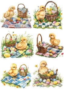Papier klasyczny A4 do decoupage - Wielkanoc, kurczaki, pisanki, koszyki, piknik