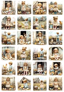 Papier ryżowy A4 Artando do decoupage - Wielkanoc, dzieci, farma, kurczaki, kury