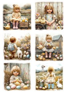 Papier ryżowy A4 Artando do decoupage - Wielkanoc, dzieci, farma, kurczaki, kury