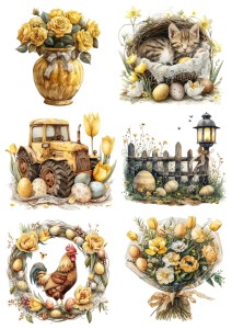 Papier ryżowy A4 Artando do decoupage - Wielkanoc, pisanki, jajka, kwiaty, dekoracje