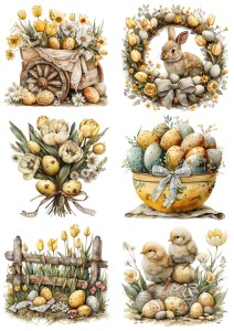 Papier ryżowy A4 Artando do decoupage - Wielkanoc, pisanki, jajka, kwiaty, dekoracje