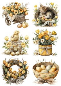 Papier ryżowy A4 Artando do decoupage - Wielkanoc, pisanki, jajka, kwiaty, dekoracje
