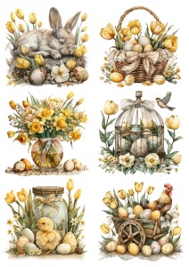Papier ryżowy A4 Artando do decoupage - Wielkanoc, pisanki, jajka, kwiaty, dekoracje