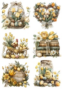 Papier ryżowy A4 Artando do decoupage - Wielkanoc, pisanki, jajka, kwiaty, dekoracje