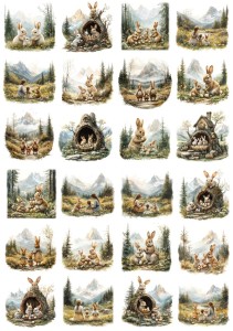 Papier ryżowy A4 Artando do decoupage - Wielkanoc, zające, pisanki, widok, góry