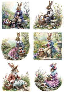 Papier klasyczny A4 do decoupage - Wielkanoc, zające, pisanki, widok