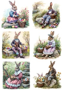 Papier klasyczny A4 do decoupage - Wielkanoc, zające, pisanki, widok