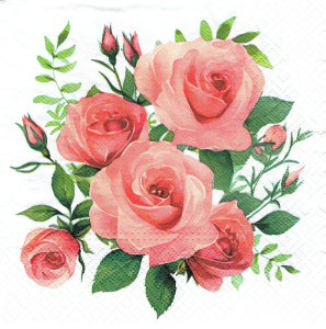 Serwetka decoupage 33x33 cm - kwiaty, róże, róża