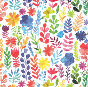 Serwetka decoupage 33x33 cm - kwiaty, liście