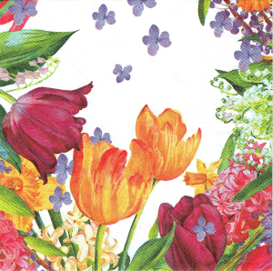 Serwetka decoupage 33x33 cm - kwiaty wiosenne, tulipany