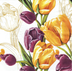 Serwetka decoupage 33x33 cm - kwiaty wiosenne, tulipany