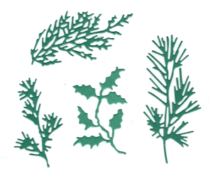 Scrapki papierowe zielone perłowe liście, listki  - 1 zestaw