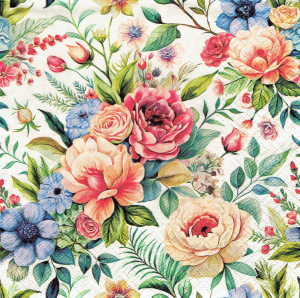 Serwetka decoupage 33x33 cm - kwiaty, kwiatki, róże