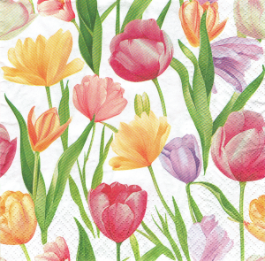 Serwetka decoupage 33x33 cm - kwiaty, kwiatki wiosenne, tulipany