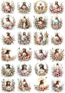 Papier klasyczny A4 do decoupage - Wielkanoc, Jezus, kwiaty, pisanki