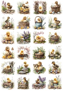 Papier klasyczny A4 do decoupage - Wielkanoc, kaczki, jajka, kwiaty