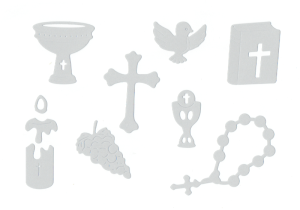 Scrapki papierowe Komunia, Chrzest białe - 1 zestaw