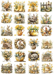 Papier klasyczny A4 do decoupage - Wielkanoc, pisanki, kwiaty, tulipany, dekoracje