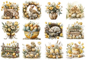 Papier klasyczny A4 do decoupage - Wielkanoc, pisanki, kwiaty, tulipany, dekoracje