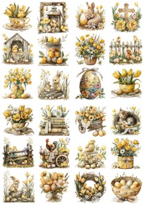 Papier klasyczny A4 do decoupage - Wielkanoc, pisanki, kwiaty, tulipany, dekoracje