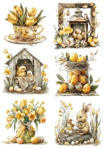 Papier klasyczny A4 do decoupage - Wielkanoc, pisanki, kwiaty, tulipany, dekoracje